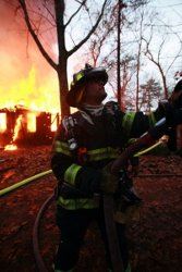 Fireman Fighting Fire on Thanksgiving