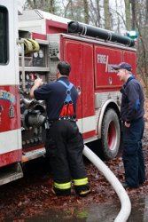Men at Fire Truck at Thanksgiving Fire