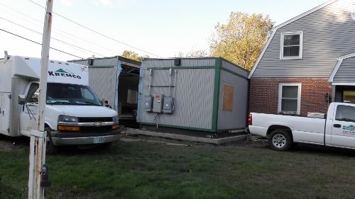 Trucks Outside Building