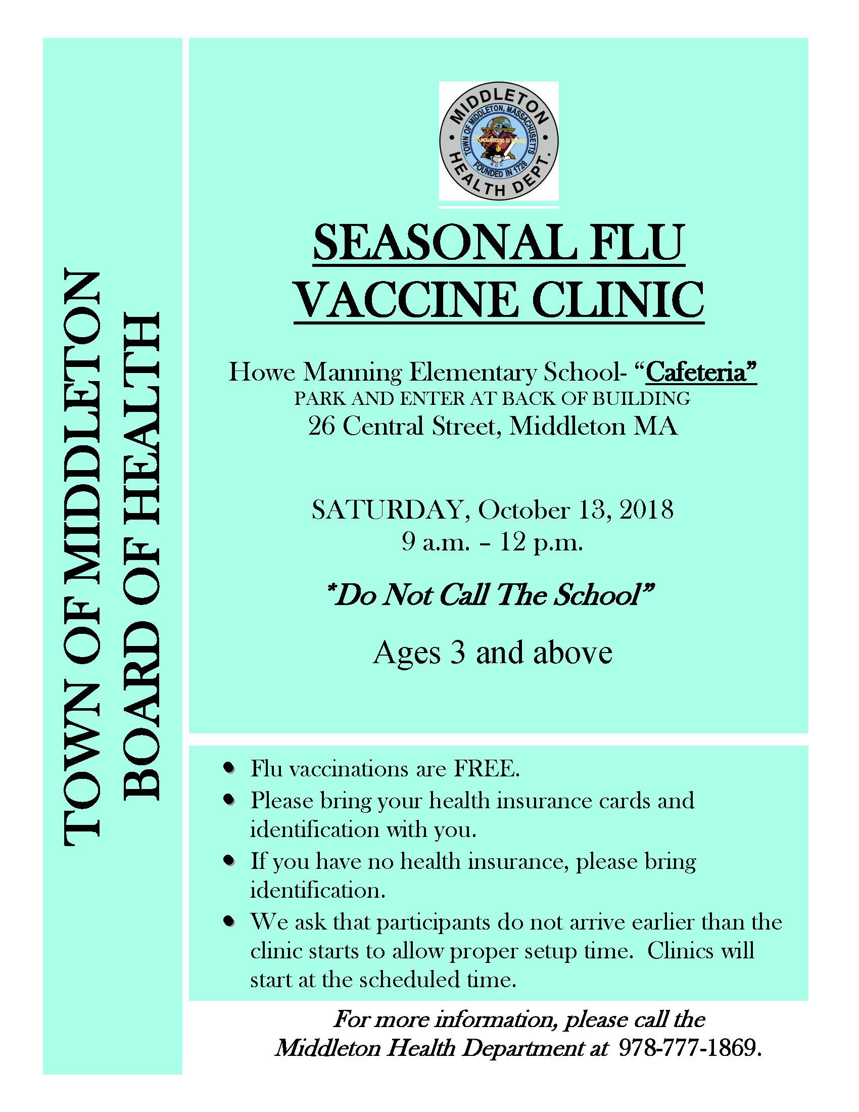 Flu Clinic Announcement 10-13-18 Flyer