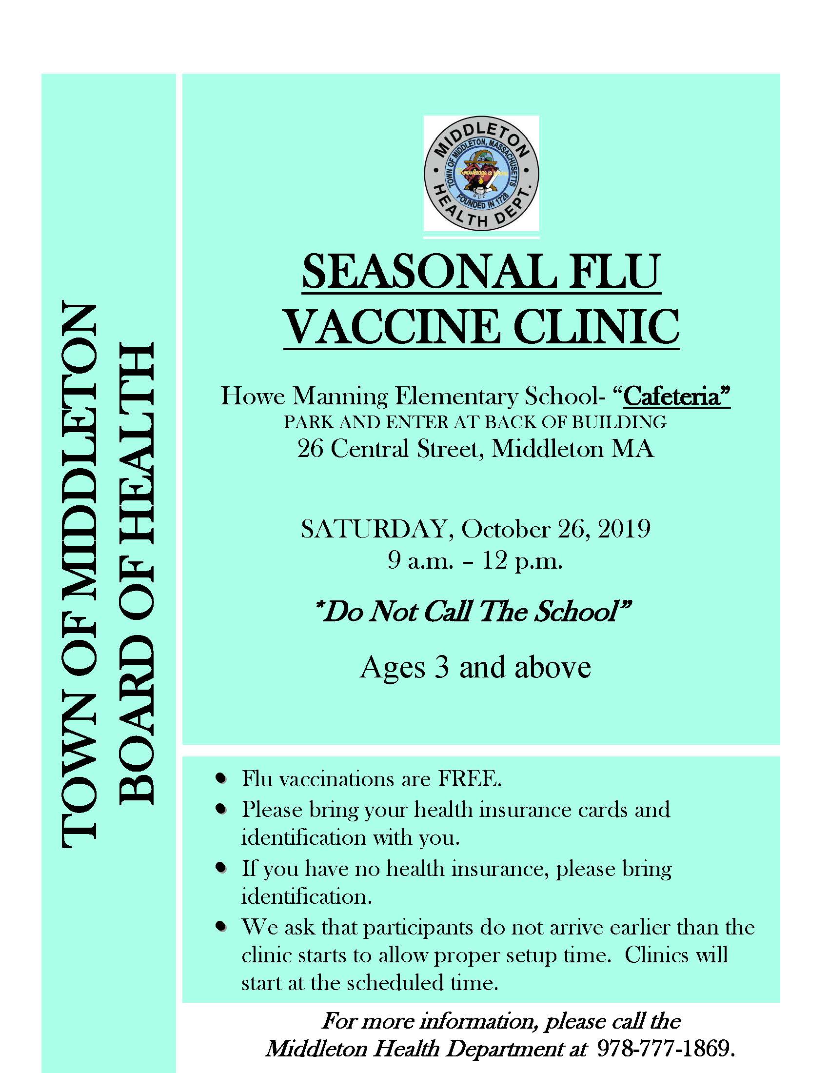 Flu Clinic Announcement 10-26-19 Flyer